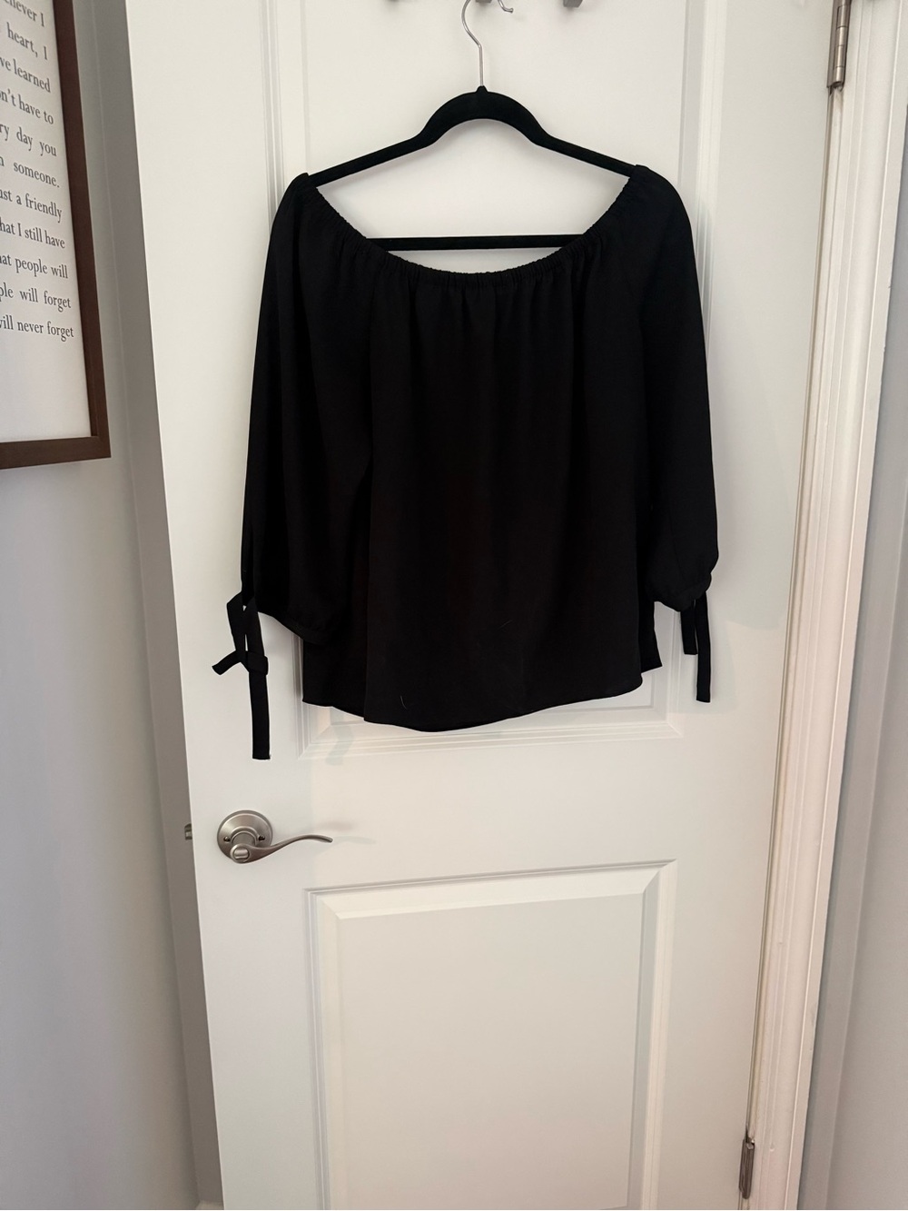J. Crew Black Off-the-Shoulder Tie-Sleeve Top